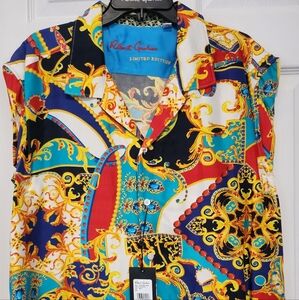 Robert Graham Vibrant Baroque Men's Shirt, Short Sleeve LE 100%Silk